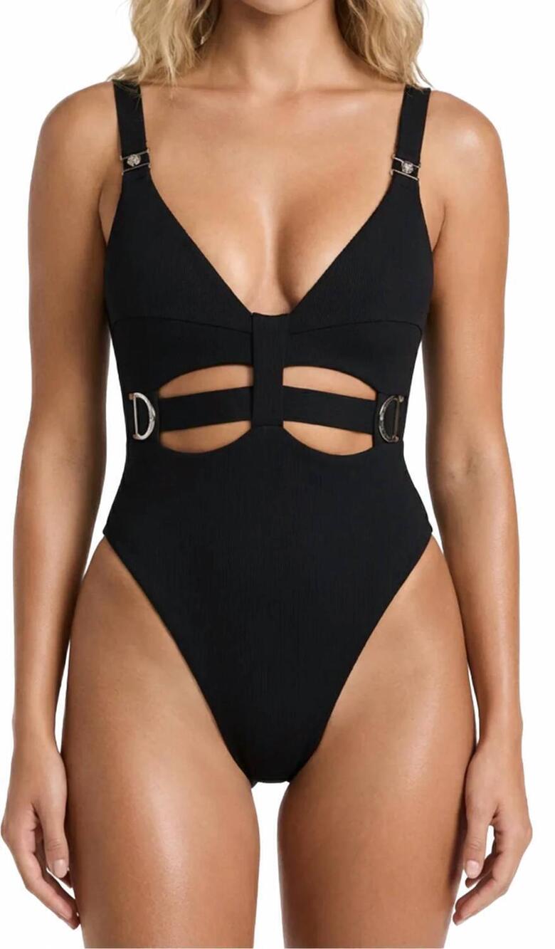 NEW MAXINE raiza high leg one piece swimsuit in black